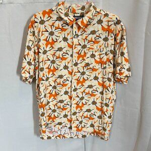 Massive Mens Shirt Size XL‎ Daisy Floral Button Up Hippie Hawaiian Aloha 18615